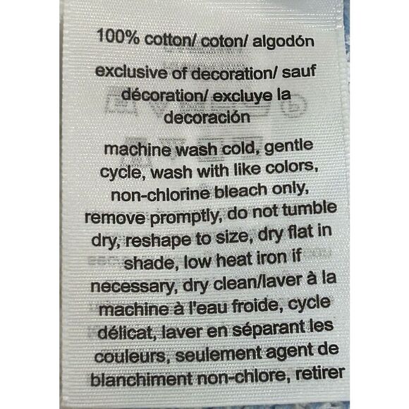 Tommy Hilfiger 100% Cotton Blue and White Striped Crewneck Short Sleeve Sweater - Picture 4 of 4